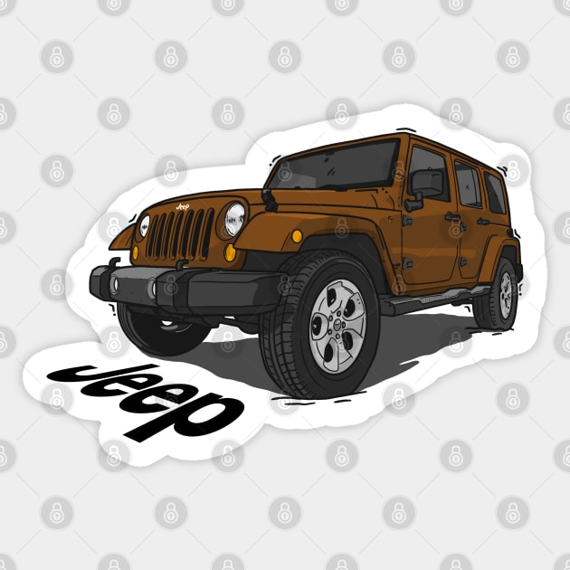 Jeep Wrangler - Brown Sticker by 4x4 Sketch